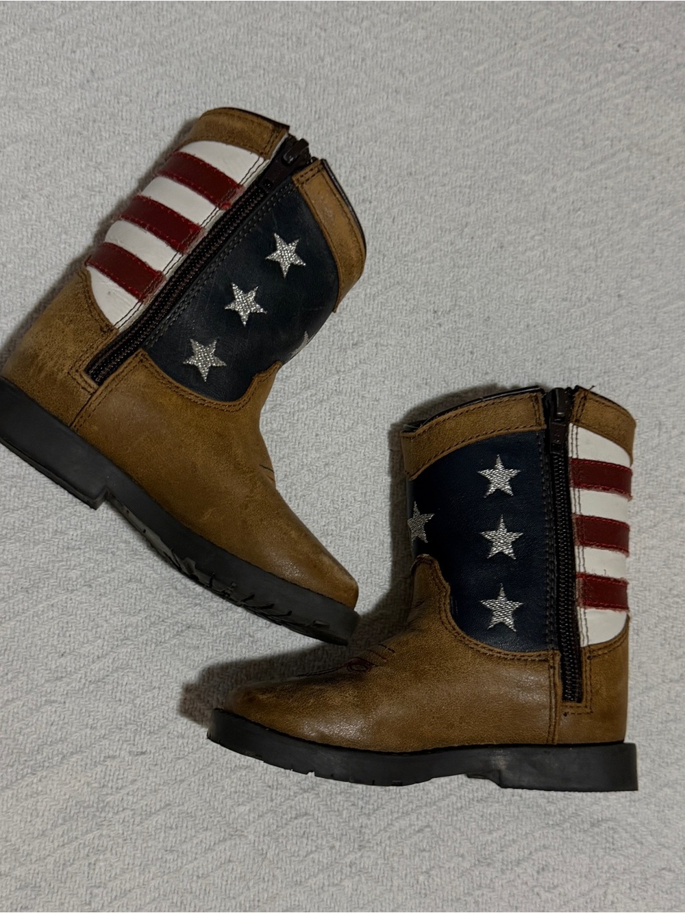 Kids' Patriotic Western Booties - Brown, Navy, White & Red